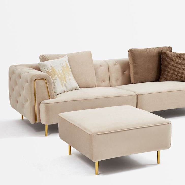 Modern L-Shaped Sectional Sofa | Contemporary Upholstered Corner Sofa with Metal Legs