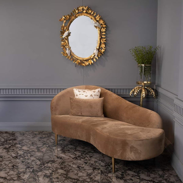Brown Velvet Curved Chaise Lounge | Modern Daybed
Buy Luxury Gold Leg Chaise Sofa | Contemporary Velvet
