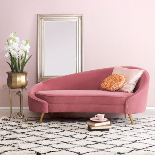 Blush Pink Velvet Chaise Lounge