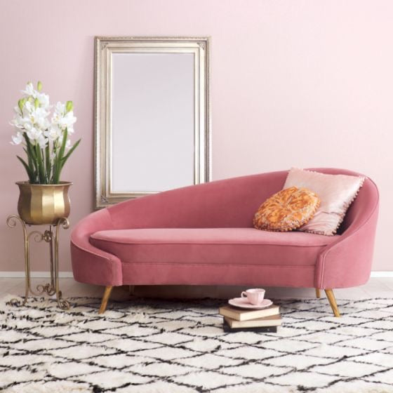 Blush Pink Velvet Chaise Lounge