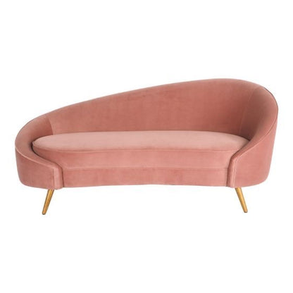 Blush Pink Velvet Chaise Lounge | Modern Gold Leg Daybed