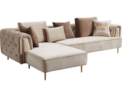 Modern L-Shaped Sectional Sofa | Contemporary Upholstered Corner Sofa with Metal Legs