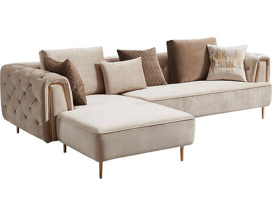 Modern L-Shaped Sectional Sofa | Contemporary Upholstered Corner Sofa with Metal Legs
