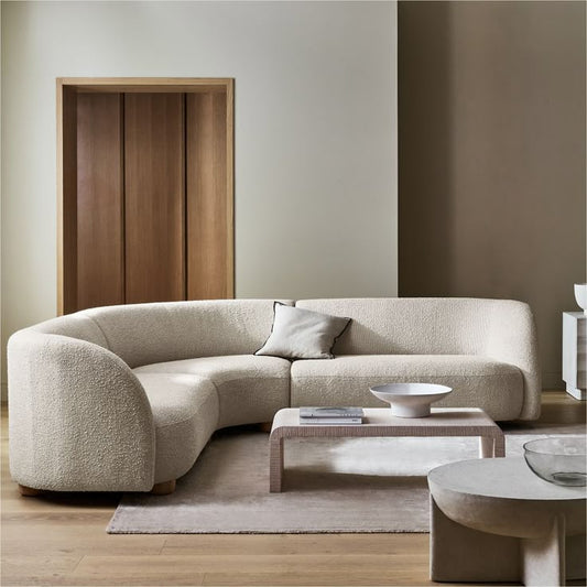 Modern Curved Sectional Sofa – Contemporary Bouclé Upholstery