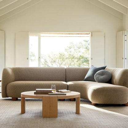 Modern Curved Sectional Sofa – Contemporary Bouclé Upholstery