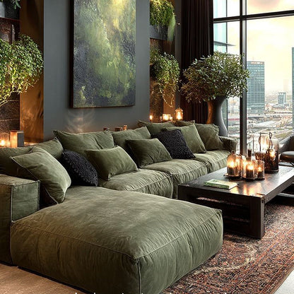 Luxury Sectional Sofa with Chaise – Modern Plush Fabric Design