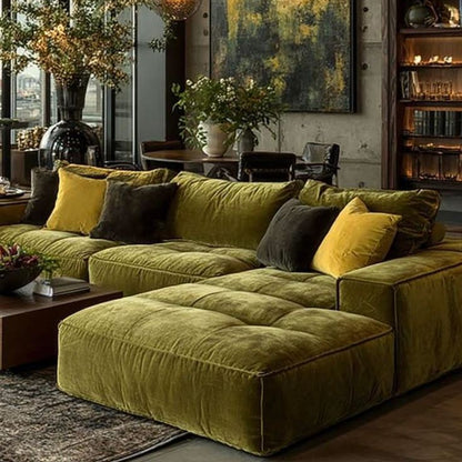 Luxury Sectional Sofa with Chaise – Modern Plush Fabric Design