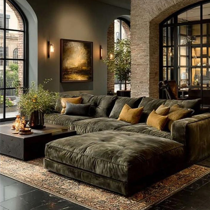 Luxury Sectional Sofa with Chaise – Modern Plush Fabric Design